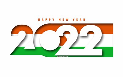 Mutlu Yıllar 2022 Nijer, beyaz arka plan, Nijer 2022, Nijer 2022 Yeni Yıl, 2022 kavramlar, Nijer, Nijer Bayrağı