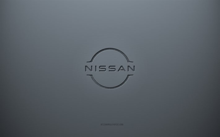 Nissan-logo, harmaa luova tausta, Nissan-tunnus, harmaa paperirakenne, Nissan, harmaa tausta, Nissanin 3d-logo