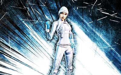 4k, Frost Squad, grunge art, Fortnite Battle Royale, Fortnite characters, blue abstract rays, Frost Squad Skin, Fortnite, Frost Squad Fortnite