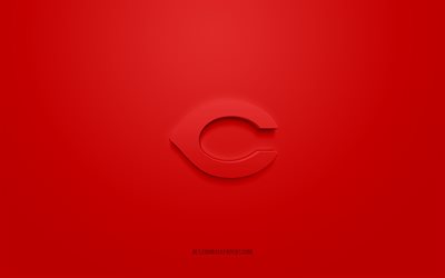 Cincinnati Reds emblem, creative 3D logo, red background, American baseball club, MLB, Cincinnati, USA, Cincinnati Reds, baseball, Cincinnati Reds insignia