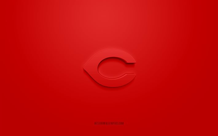 Emblème des Cincinnati Reds, logo 3D créatif, fond rouge, club de baseball américain, MLB, Cincinnati, États-Unis, Cincinnati Reds, baseball, insigne des Cincinnati Reds