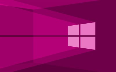 4K, Windows 10 purple logo, purple abstract background, minimalism, Windows 10 logo, Windows 10 minimalism, Windows 10