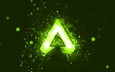 Apex Legends lime logo, 4k, luci al neon lime, creativo, lime astratto sfondo, Apex Legends logo, marche di giochi, Apex Legends