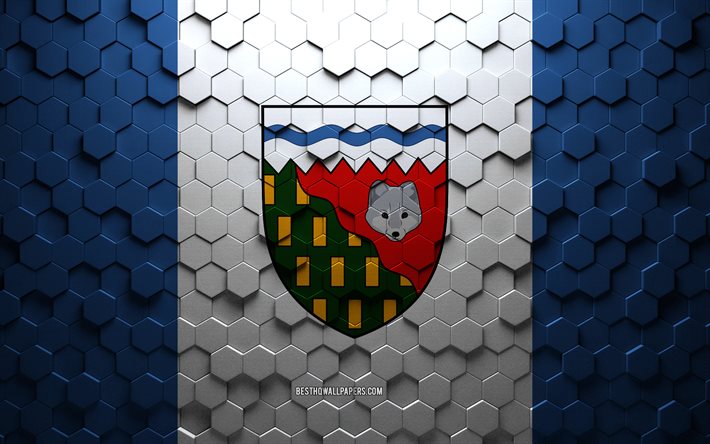 Flag of Northwest Territories, honeycomb art, Northwest Territories hexagons flag, Northwest Territories, 3d hexagons art, Northwest Territories flag