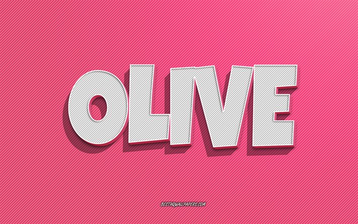 Olive, pink lines background, wallpapers with names, Olive name, female names, Olive greeting card, line art, picture with Olive name