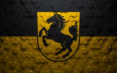 Bandeira de Stuttgart, arte de favo de mel, bandeira hex&#225;gona de Stuttgart, Stuttgart, arte 3d hexagons, bandeira de Stuttgart