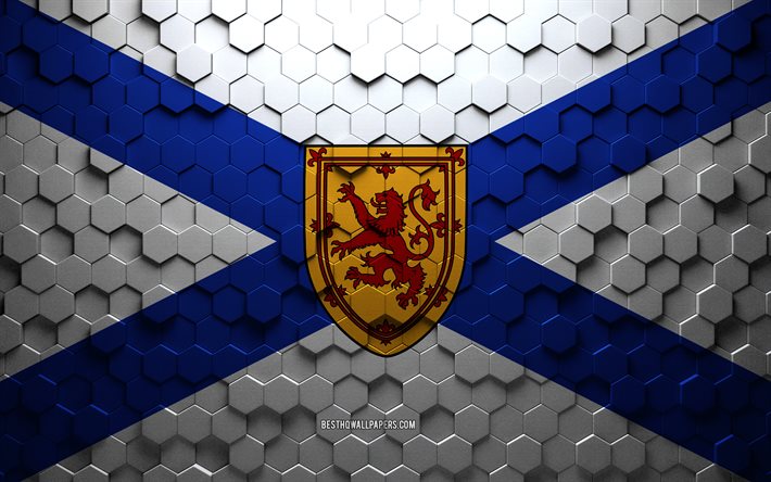Bandiera della Nuova Scozia, arte a nido d&#39;ape, bandiera esagonali della Nuova Scozia, Nuova Scozia, arte degli esagoni 3d, bandiera della Nuova Scozia