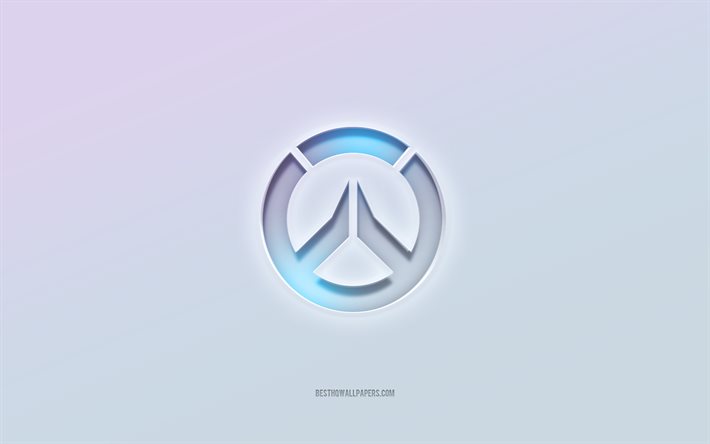 Overwatch logo, cut out 3d text, white background, Overwatch 3d logo, Overwatch emblem, Overwatch, embossed logo, Overwatch 3d emblem