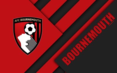 Bournemouth AFC, logo, 4k, material design, black-and-red abstraction, football, Bournemouth, UK, Premier League, English football club
