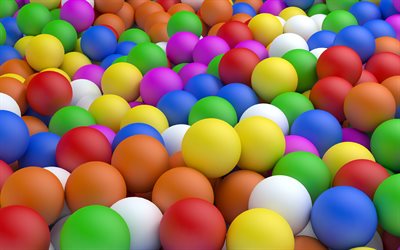colorful balls, 3d balls, creative, geometric shapes