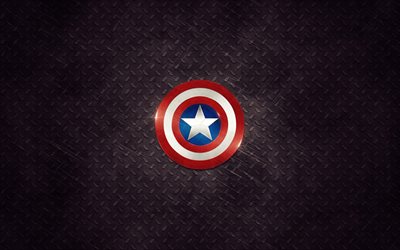 Captain America, logo, superheroes, metal plate