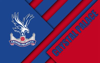 Crystal Palace FC, logo, 4k, material design, blue red abstraction, football, London, England, UK, Premier League, English football club