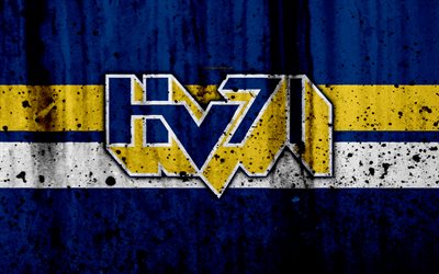 4k, HV71, grunge, hockey club, SHL, Sweden, stone texture, hockey, HV71 HK