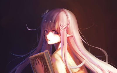 Emilia, art, anime characters, manga, Re Zero