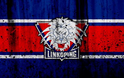 4k, Linkopings, grunge, hockey club, SHL, Sweden, stone texture, hockey, Linkopings HC