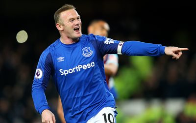 4k, Wayne Rooney, goal, footballers, Premier League, Everton, soccer