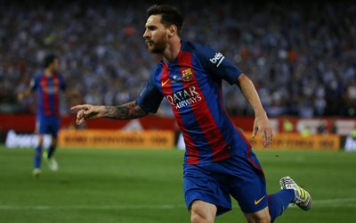 Lionel Messi, Barcelona, porträtt, 4k, Argentinsk fotbollsspelare, La Liga, Spanien, Leo Messi, fotbollsmatch