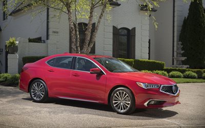 Acura TLX, 4k, parking, 2017 cars, USA, red TLX, Acura