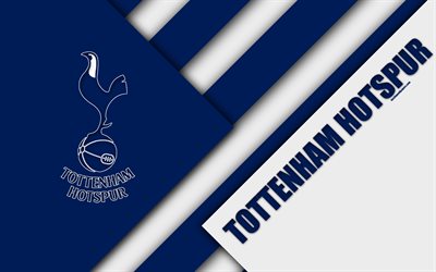 توتنهام هوتسبير FC, شعار, 4k, تصميم المواد, أبيض أزرق التجريد, كرة القدم, لندن, إنجلترا, المملكة المتحدة, الدوري الممتاز, الإنجليزية لكرة القدم