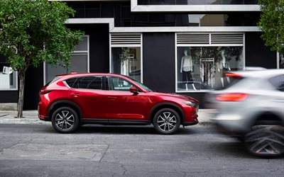 Mazda CX-5, 2017, vista laterale, rosso crossover, auto nuove, rosso CX-5, Mazda CX