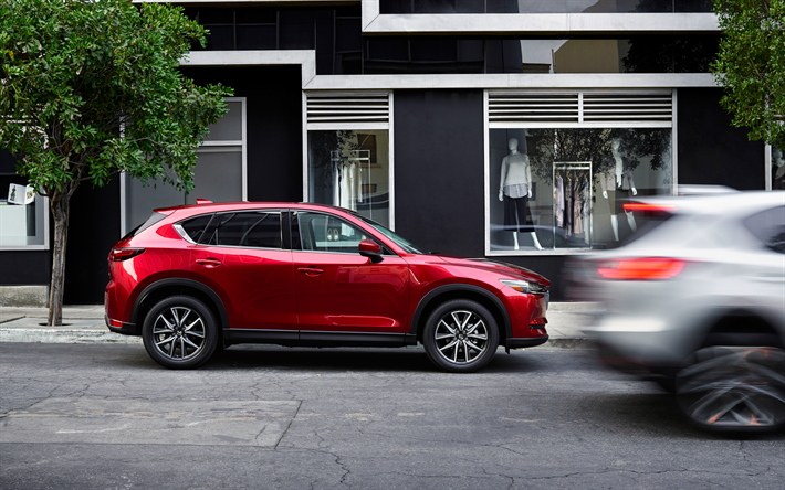 Mazda CX-5, 2017, vue de c&#244;t&#233;, rouge de croisement, de nouvelles voitures, rouge CX-5, Mazda CX