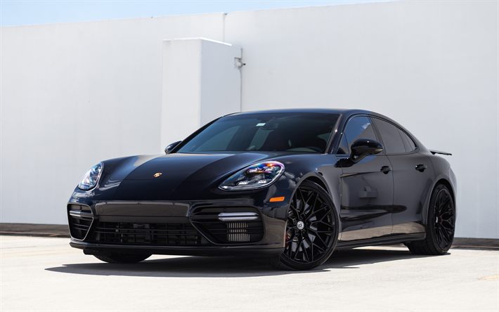 Porsche Panamera, 2017, P200, sport limousine preto, ajuste, preto Panamera, Carros alem&#227;es, HRE, Porsche