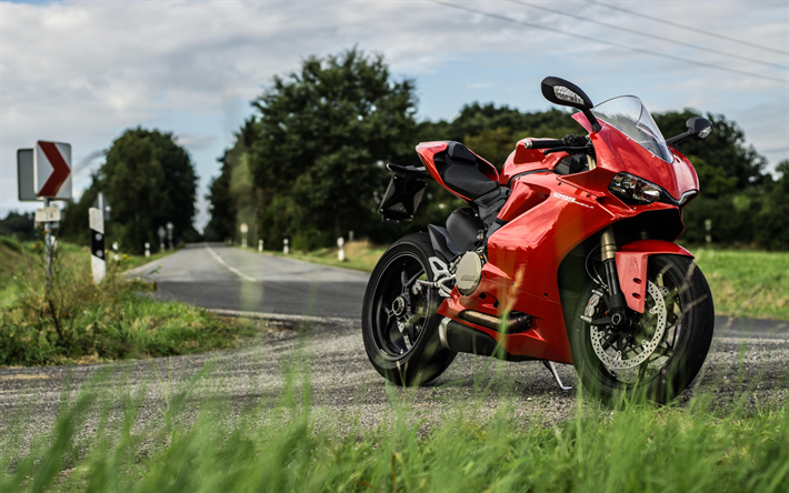 ducati 1299 panigale, 2018, roten sport-bike -, au&#223;en -, vorder-ansicht, neue rote 1299 panigale, italienischen sport-motorr&#228;der, ducati