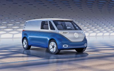 Volkswagen ID Last Buzz, 4k, 2019 bilar, elektriska minibuss, tyska bilar, 2019 Volkswagen-ID Last Buzz, Volkswagen
