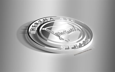 El Hertha BSC, 3D de acero logotipo, club de f&#250;tbol alem&#225;n, 3D emblema, Berl&#237;n, Alemania, el Hertha FC emblema de metal, la Bundesliga, la de f&#250;tbol, creativo, arte 3d