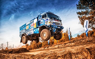 Andrey Karginov, Andrey Mokeev, Igor Leonov, rally, Kamaz 4326, offroad, KAMAZ-master de Equipo, el ruso racing team, desierto, HDR, 2018 camiones KAMAZ