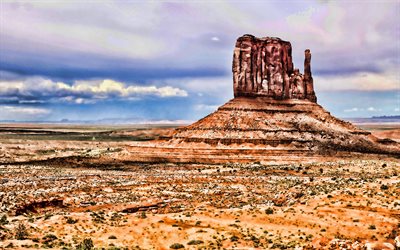 4k, Monument Valley, HDR, il deserto americano dei punti di riferimento, Nazione Navajo, Altopiano del Colorado, Utah, America