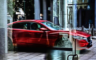 Mazda 6, 2019, vista frontal, exterior, vermelho novo Mazda 6, atr&#225;s, Carros japoneses, Mazda