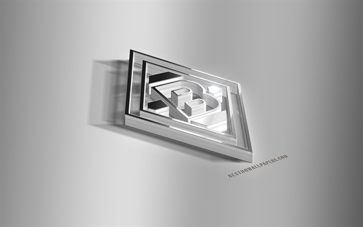 Borussia Monchengladbach, 3D steel logo, German football club, 3D emblem, Monchengladbach, Germany, Borussia FC metal emblem, Bundesliga, football, creative 3d art