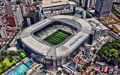 Allianz Park, 4k, Palestra Italia Arena, il Palmeiras, Stadio di calcio, HDR, stadio di calcio, il Palmeiras arena, Brasile, Palme