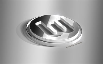 VfL Wolfsburg, 3D-ter&#228;s logo, Saksalainen jalkapalloseura, 3D-tunnus, Wolfsburg, Saksa, Wolfsburg metalli-tunnus, Bundesliiga, jalkapallo, luova 3d art