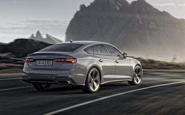 2020, Audi А5 Sportback, exteri&#246;r, bakifr&#229;n, nya gr&#229; А5 Sportback, Tyska bilar, Audi