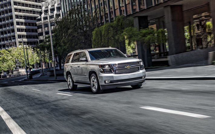 Chevrolet Tahoe, 2020, vista frontale, esteriore, nuovo argento Tahoe, SUV di lusso, nuovo argento, auto Americane, Chevrolet