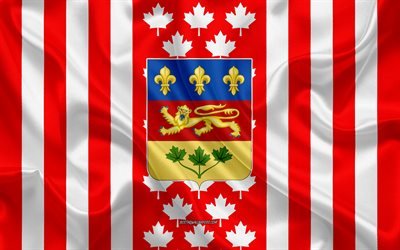 Escudo de armas de Quebec, Canad&#225; bandera, de seda, de textura, de Quebec, Canad&#225;, el Sello de Quebec, Canad&#225; s&#237;mbolos nacionales