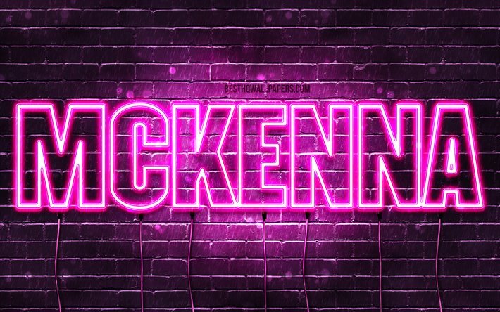 Mckenna, 4k, pap&#233;is de parede com os nomes de, nomes femininos, Mckenna nome, roxo luzes de neon, texto horizontal, imagem com Mckenna nome