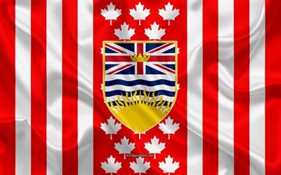 Escudo de armas de la Columbia Brit&#225;nica, Canad&#225; bandera de seda textura, Columbia Brit&#225;nica, Canad&#225;, el Sello de Columbia Brit&#225;nica, Canad&#225; s&#237;mbolos nacionales