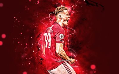 Scott McTominay, 2019, Manchester United FC, english footballers, Premier League, Scott Francis McTominay, red neon lights, soccer, football, Man United