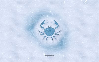 Cancer zodiac sign, winter concepts, snow texture, snow background, Cancer sign, winter art, Cancer