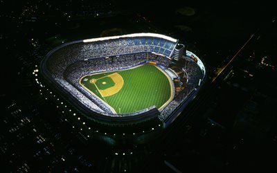 O Yankee Stadium, 4k, noite, vista de cima, Nova York Yankees, MLB, EUA, Am&#233;rica