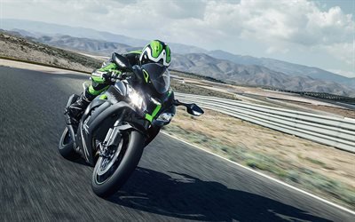 A Kawasaki Ninja ZX-10R &#201;, pista de rolamento, 2018 motos, novo Ninja, sbk, Kawasaki