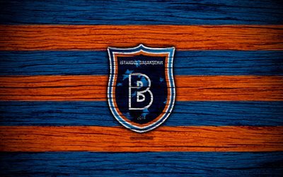 Başakşehir Em Istambul, 4k, A turquia, textura de madeira, Super Lig, futebol, clube de futebol, FC Başakşehir em Istambul, arte, Başakşehir