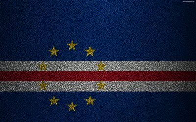 Flag of Cape Verde, 4K, leather texture, Africa, flags of African countries, Cape Verde