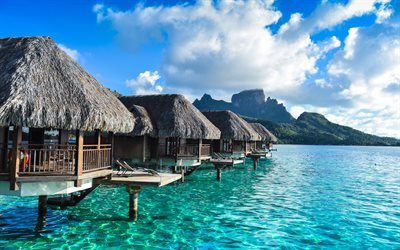 bora bora, franz&#246;sisch-polynesien, pazifischer ozean, hotels, rest, strand, paradies, tropische insel