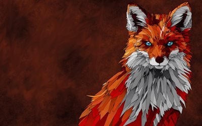 Fox, mosaic, creative, art, predators
