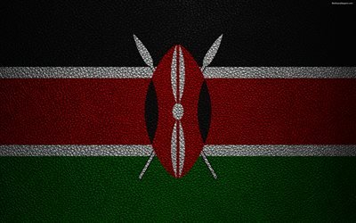 Flag of Kenya, 4K, leather texture, Africa, Kenyan flag, African flags, Kenya