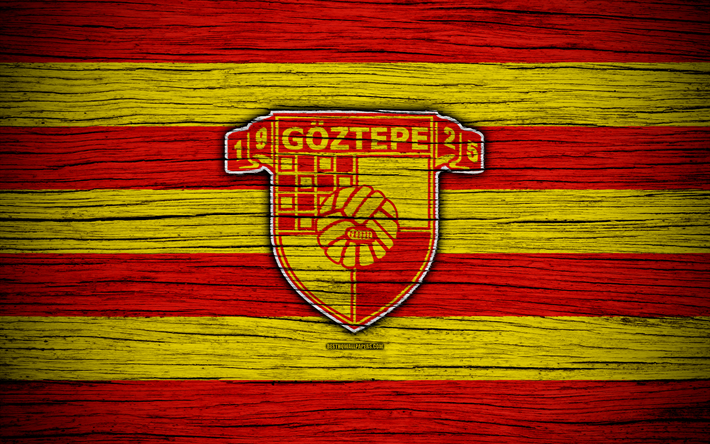 Goztepe, 4k, A turquia, textura de madeira, Super Lig, futebol, clube de futebol, FC Goztepe, arte, Goztepe FC